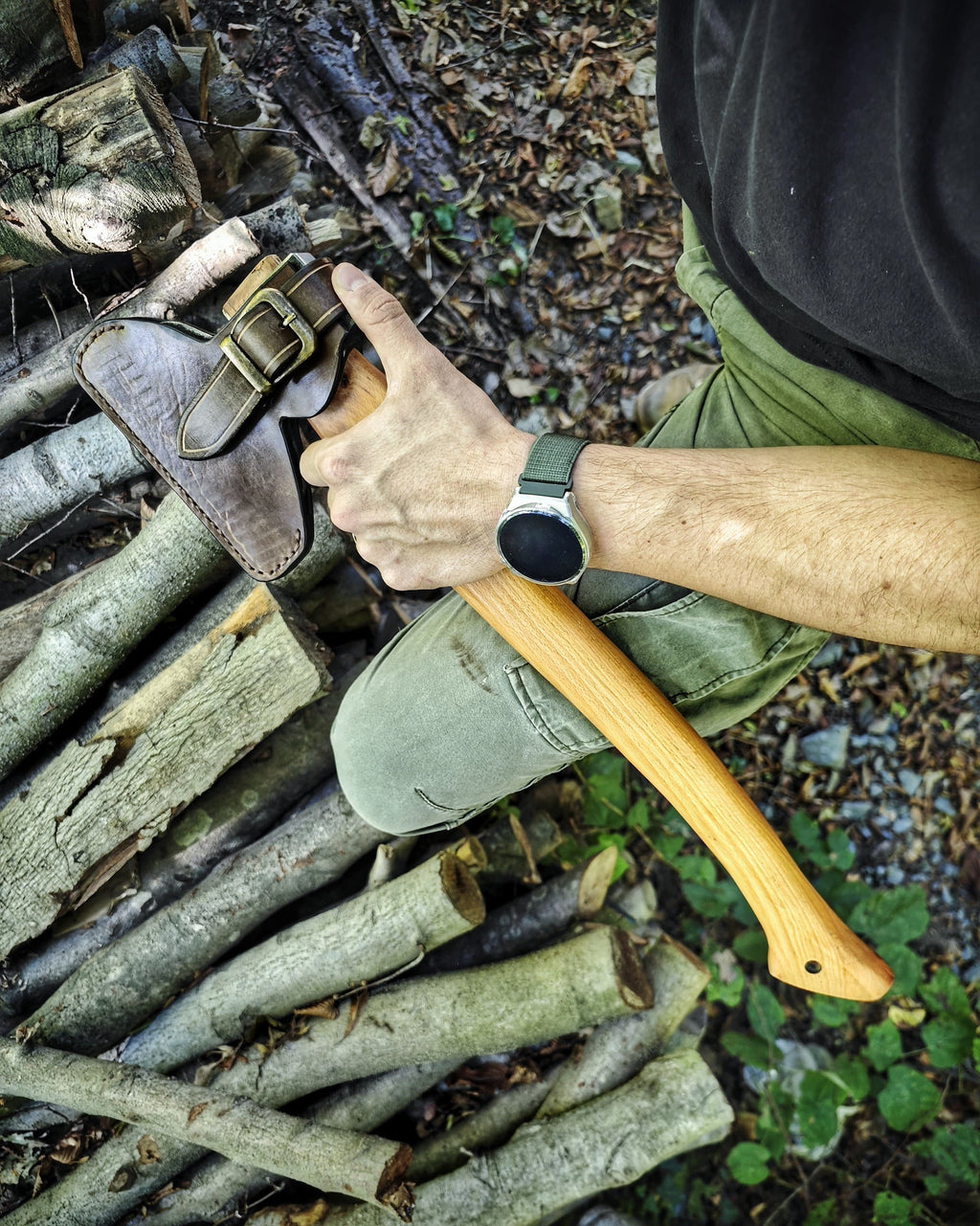 Handcrafted Carpenter's Ax with Unique Leather Sheath