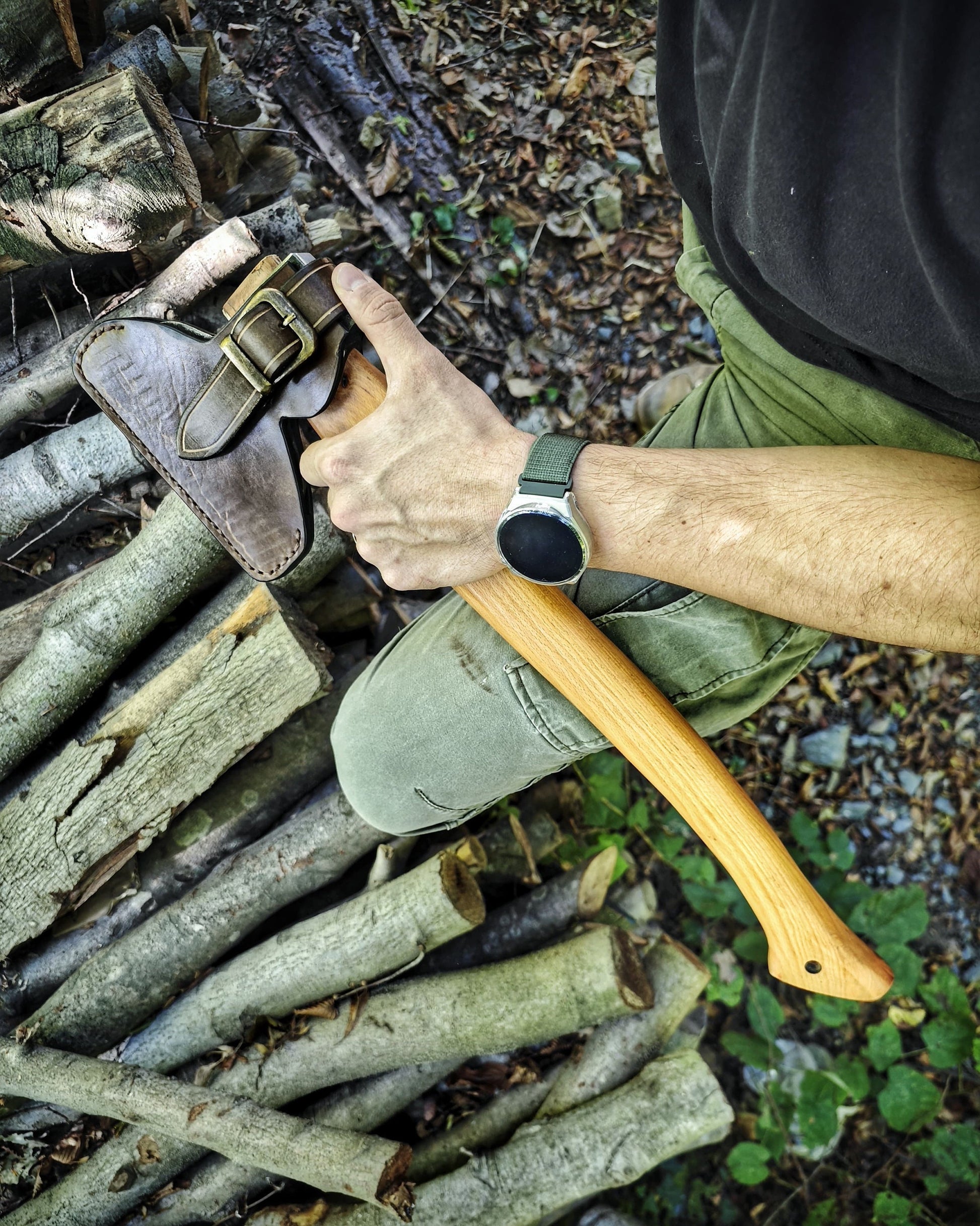 Handcrafted Carpenter's Ax with Unique Leather Sheath