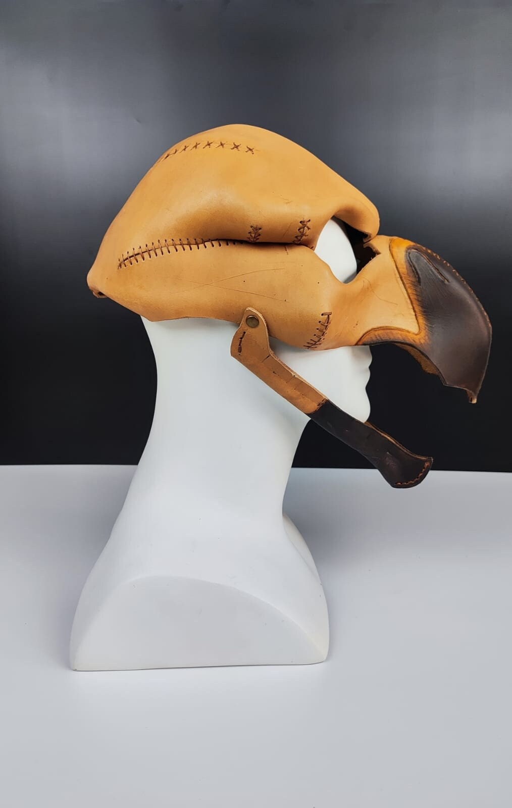 Handcrafted Real Leather Vulture Mask: Unique and Spooky Halloween, Cosplay, and Party Accessory