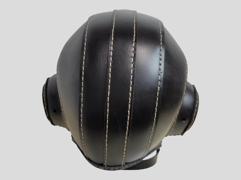 Handmade Leather Motorcycle Helmet, Mouthguard, and Goggles Set - Unique Masks for Cosplay and Parties