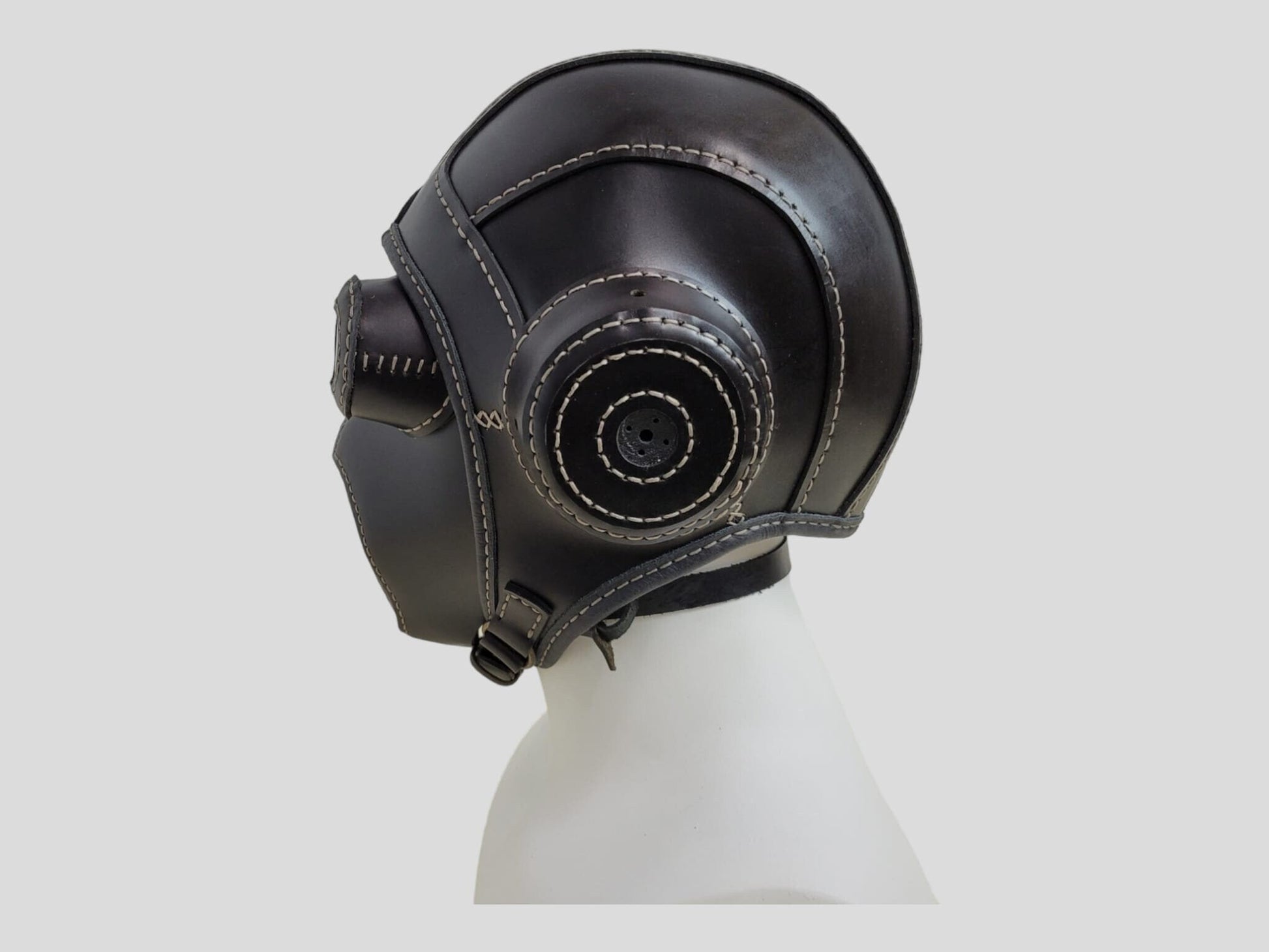 Handmade Leather Motorcycle Helmet, Mouthguard, and Goggles Set - Unique Masks for Cosplay and Parties