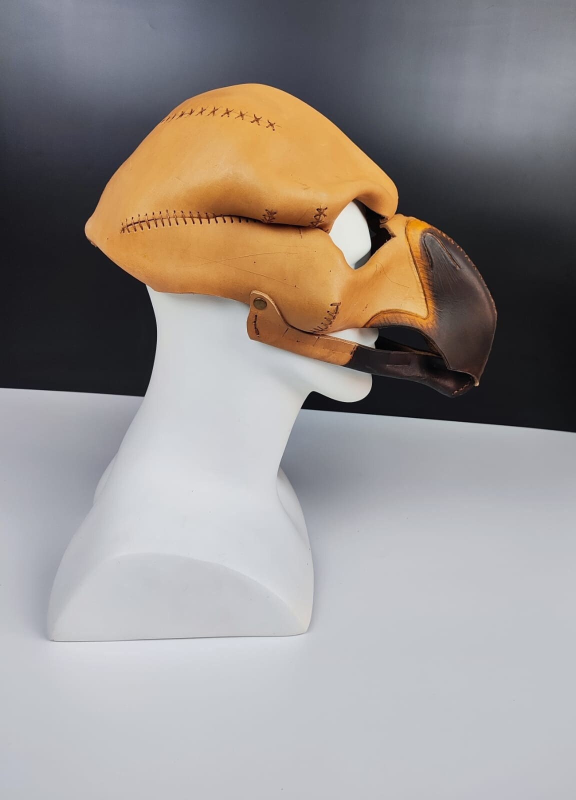 Handcrafted Real Leather Vulture Mask: Unique and Spooky Halloween, Cosplay, and Party Accessory