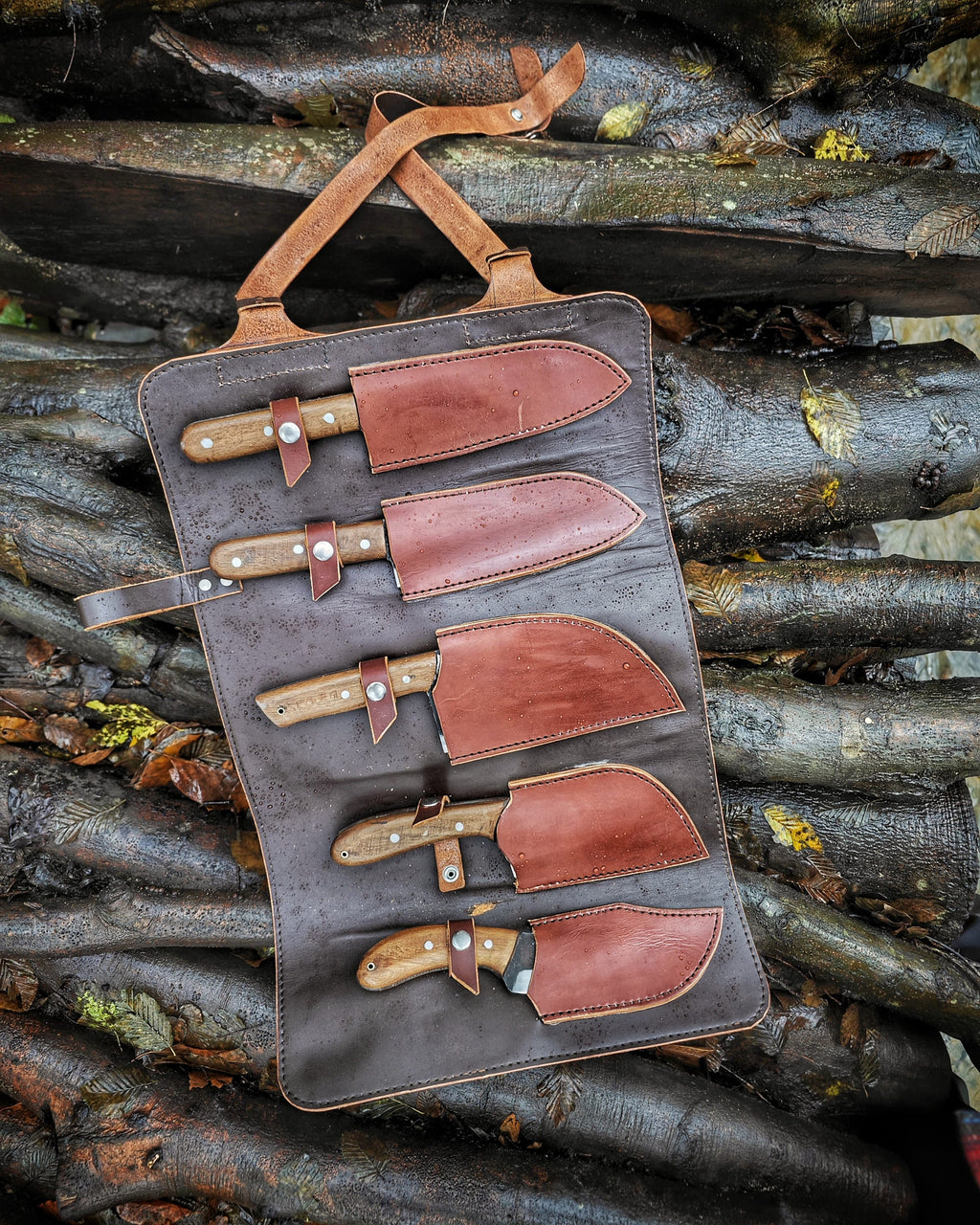 Handmade carbon steel blacksmith outdoor chef set