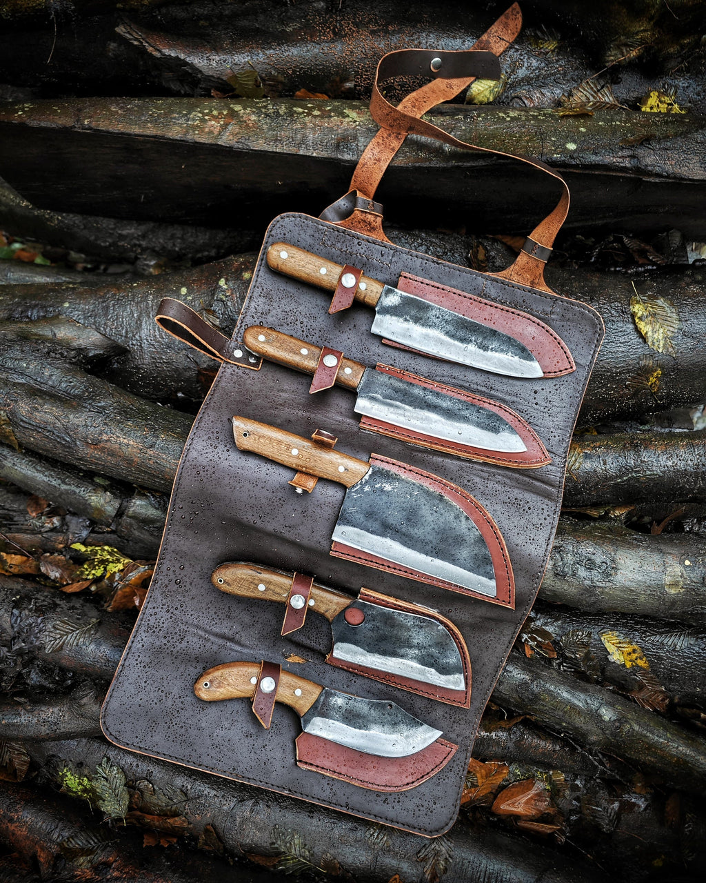 Handmade carbon steel blacksmith outdoor chef set