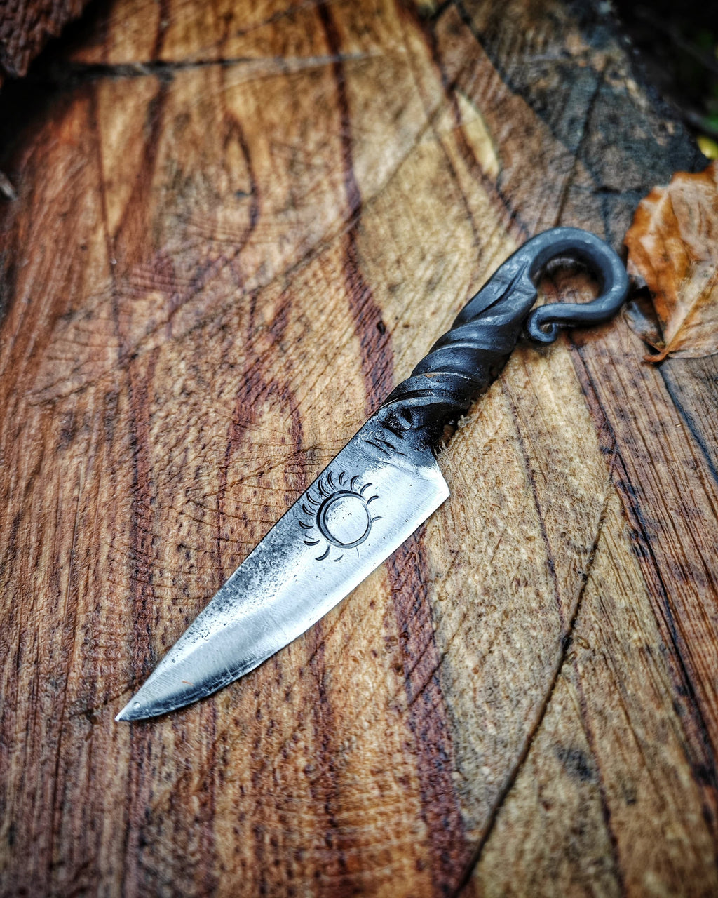 Handmade Custom blacksmith knife with genuie leather wrist Handcrafted Carbon Steel Knives and Leather Sheaths Our carbon steel knives