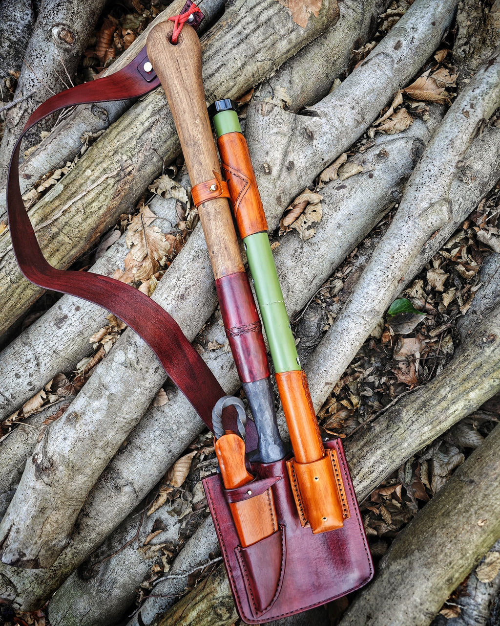Survival Set In Your Struggle for Survival, Your New Best Friend, Tactical Shovel, Blacksmith Bushraft Knife and Portable Bowsaw All in One