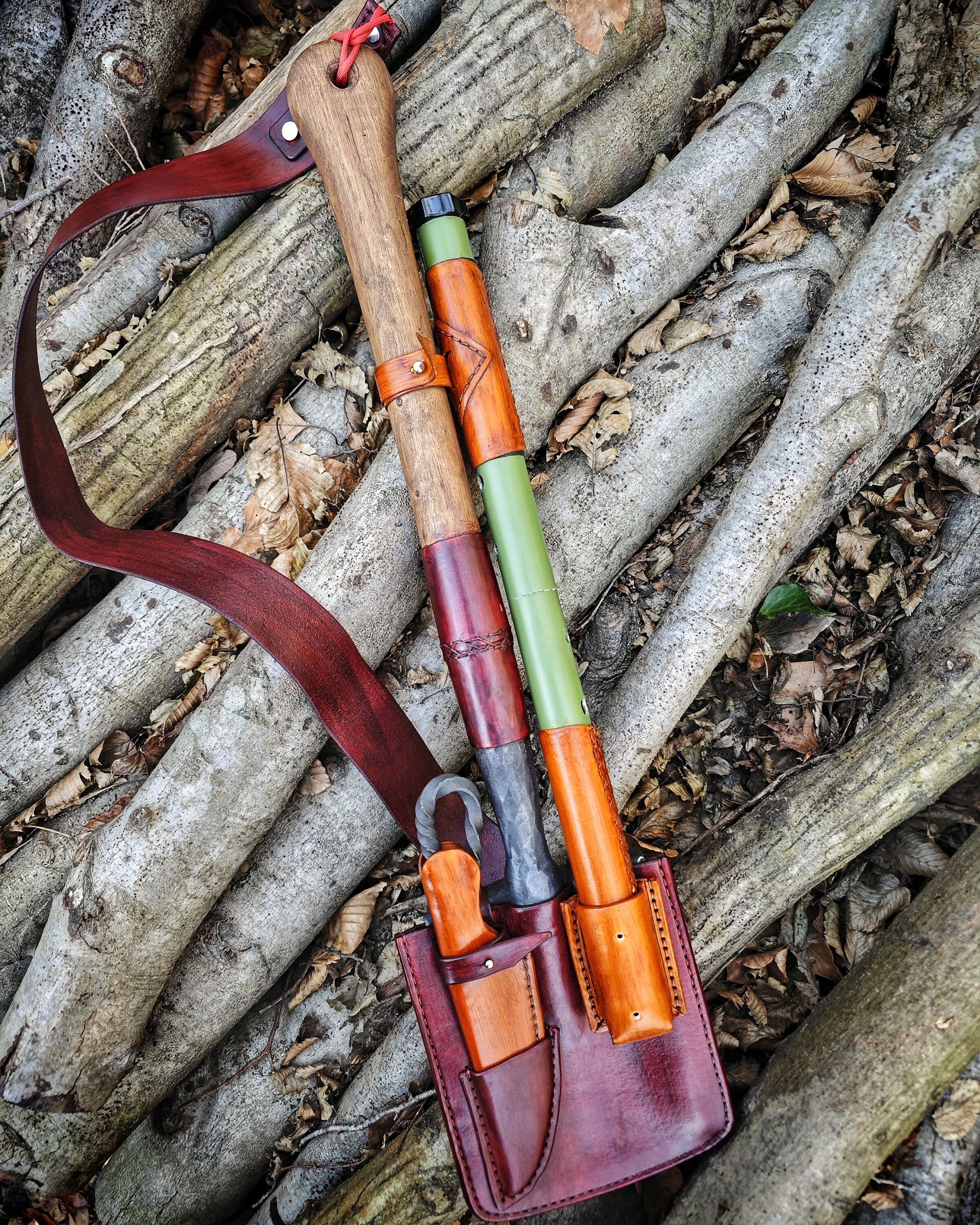 Survival Set In Your Struggle for Survival, Your New Best Friend, Tactical Shovel, Blacksmith Bushraft Knife and Portable Bowsaw All in One