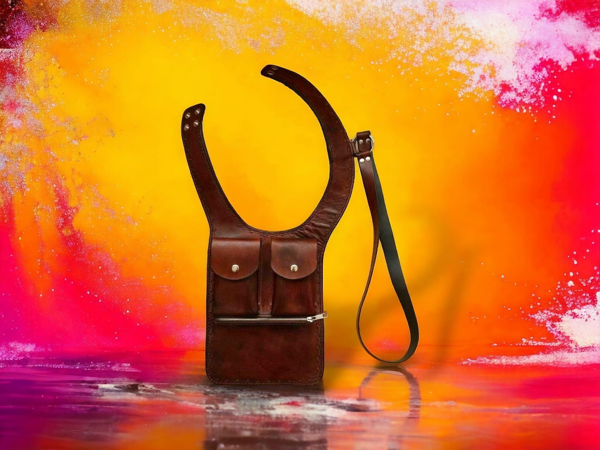 One-Sided Real Leather Vest Enriched with Pockets: A Unique Fashion Piece