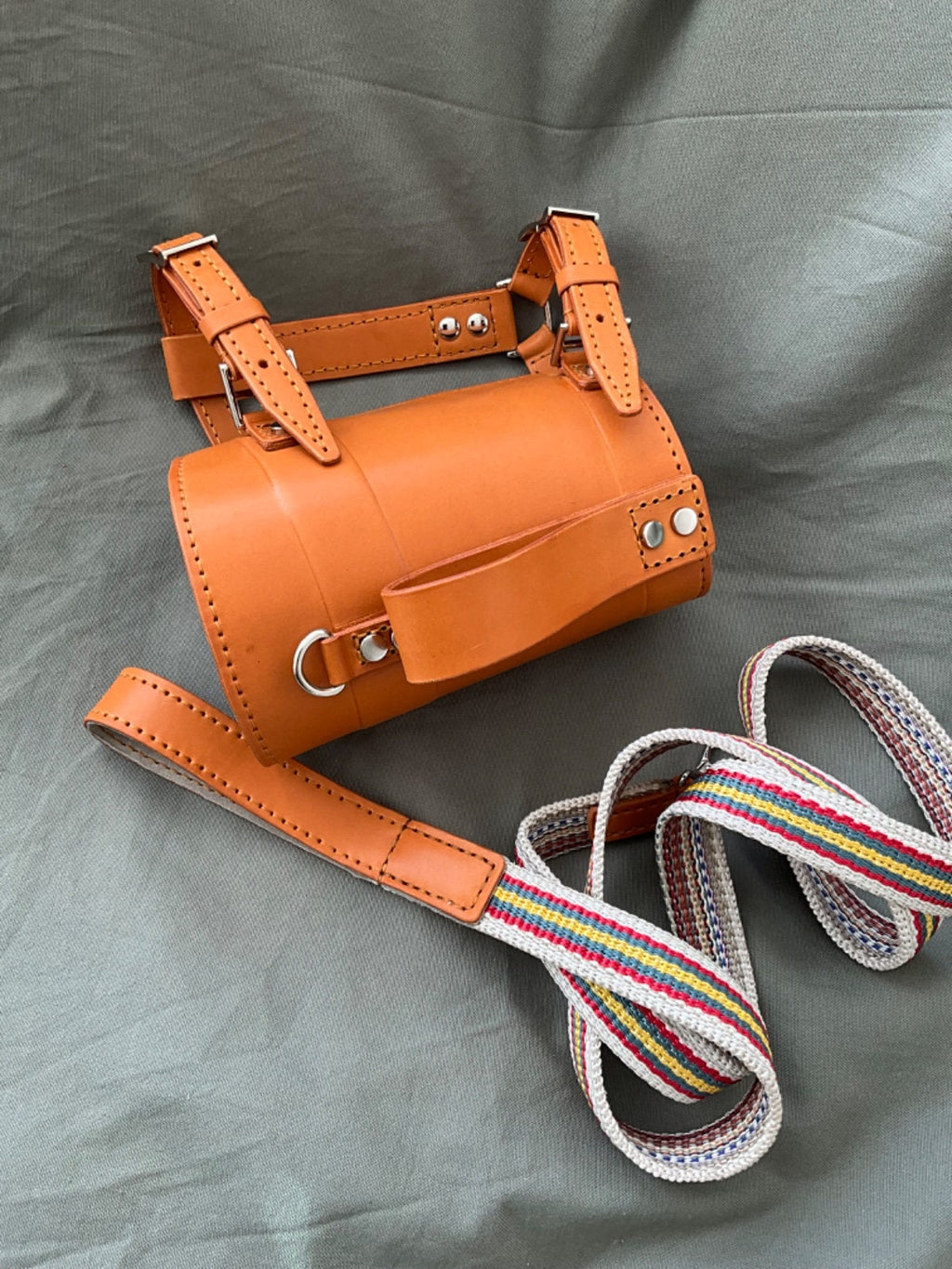 Handmade Real Leather Dog Chest Harness and Walking Leash Set - Natural and Elegant