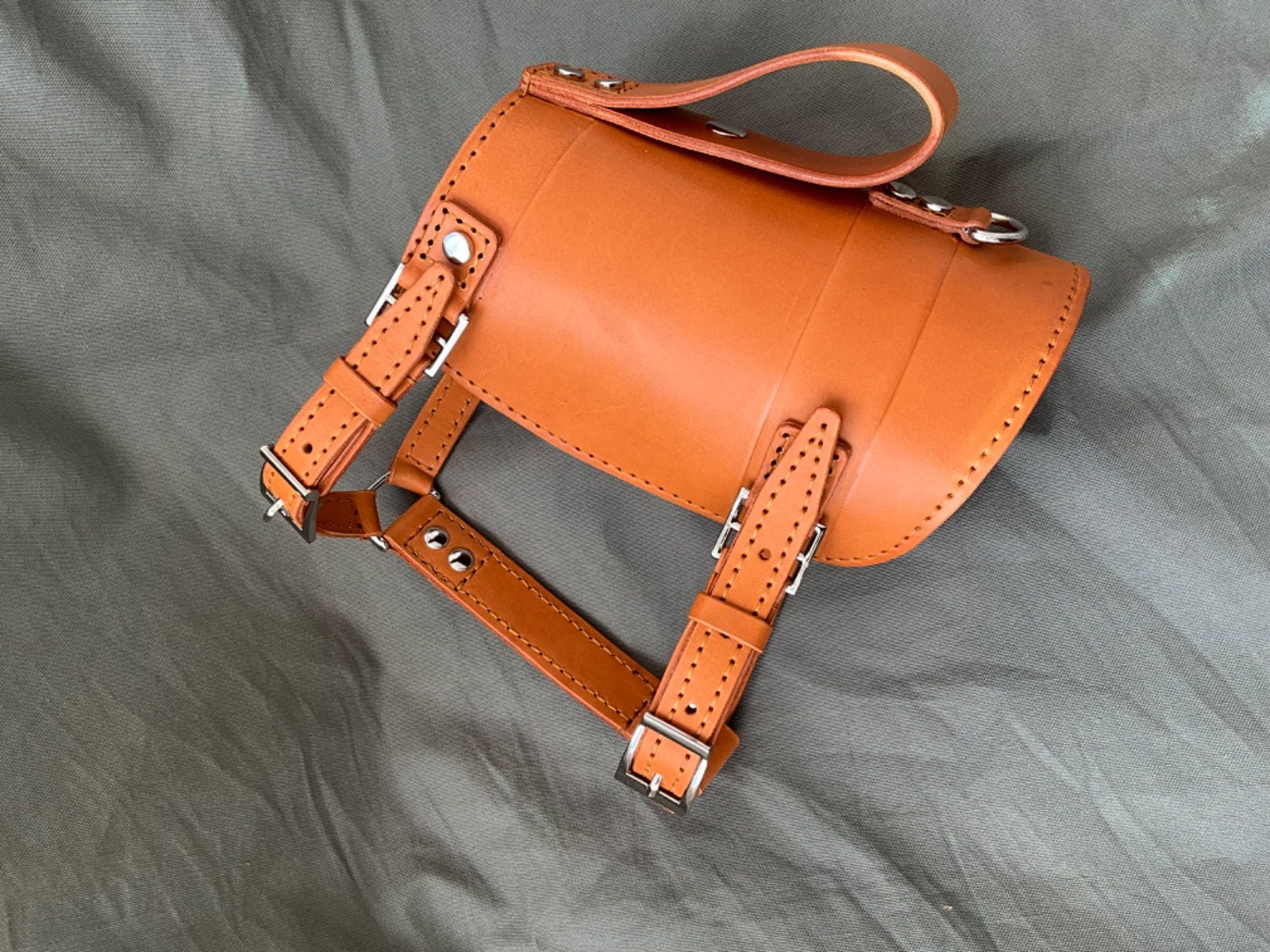 Handmade Real Leather Dog Chest Harness and Walking Leash Set - Natural and Elegant