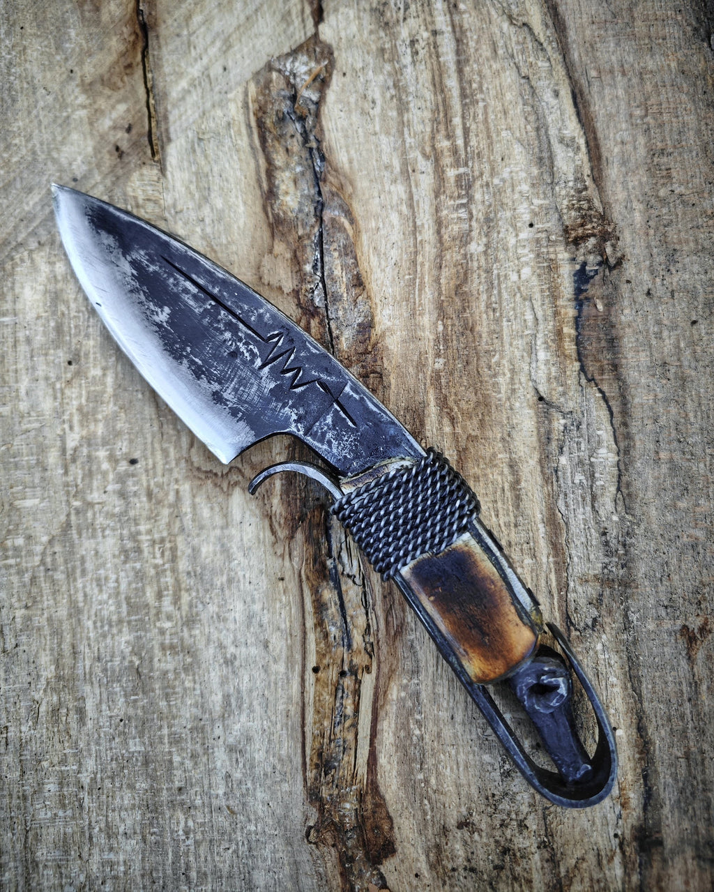 Breath of Ancient Souls: The Legendary Knife with Ram's Head and Serpent Talisman Custom Carbon Knife