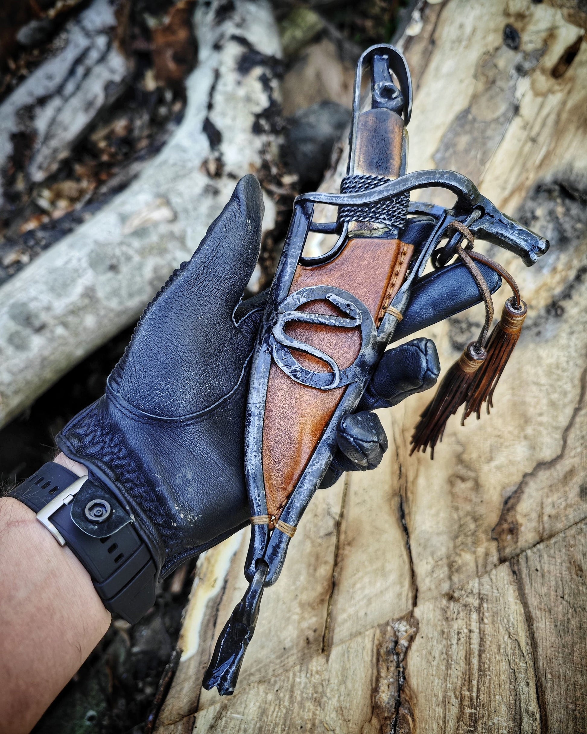 Custom Carbon Knife Made by classic hand forged blacksmith skill by handmade with original steel sheath