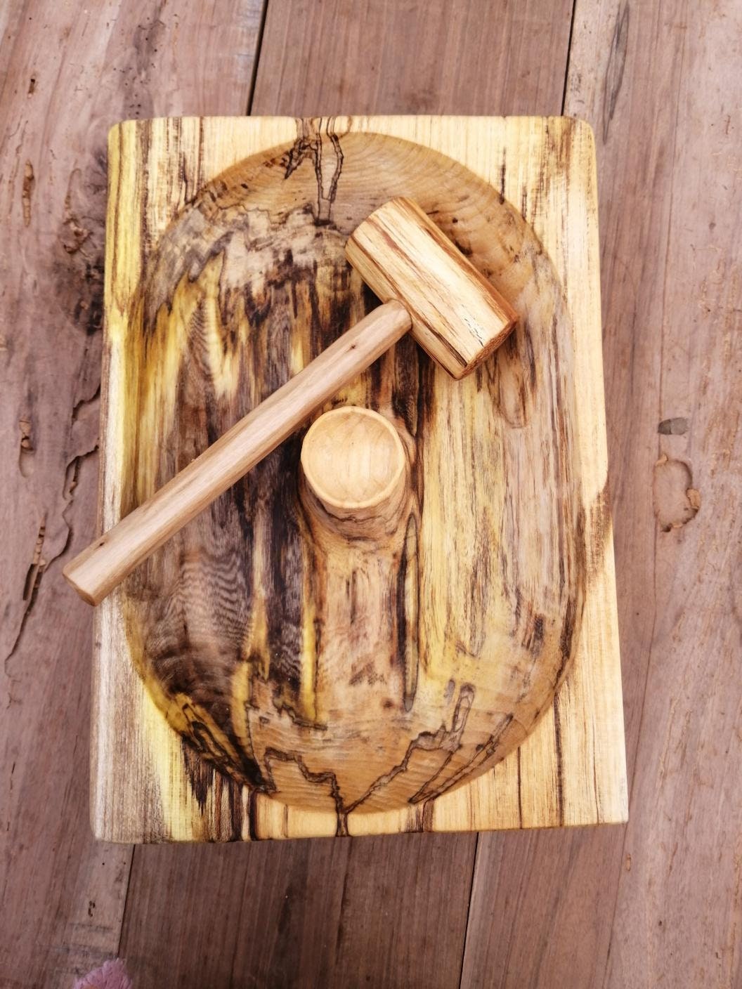 Wooden walnut cracker rustic and natural, you'll feel better while cracking your leftover walnuts.