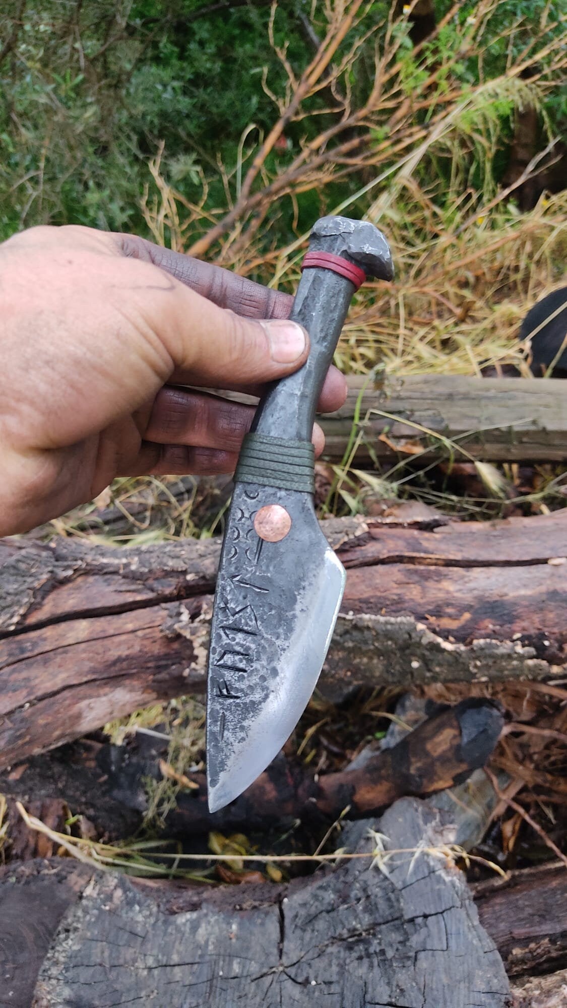 Custom handmade hand forged blacksmith primitive knife