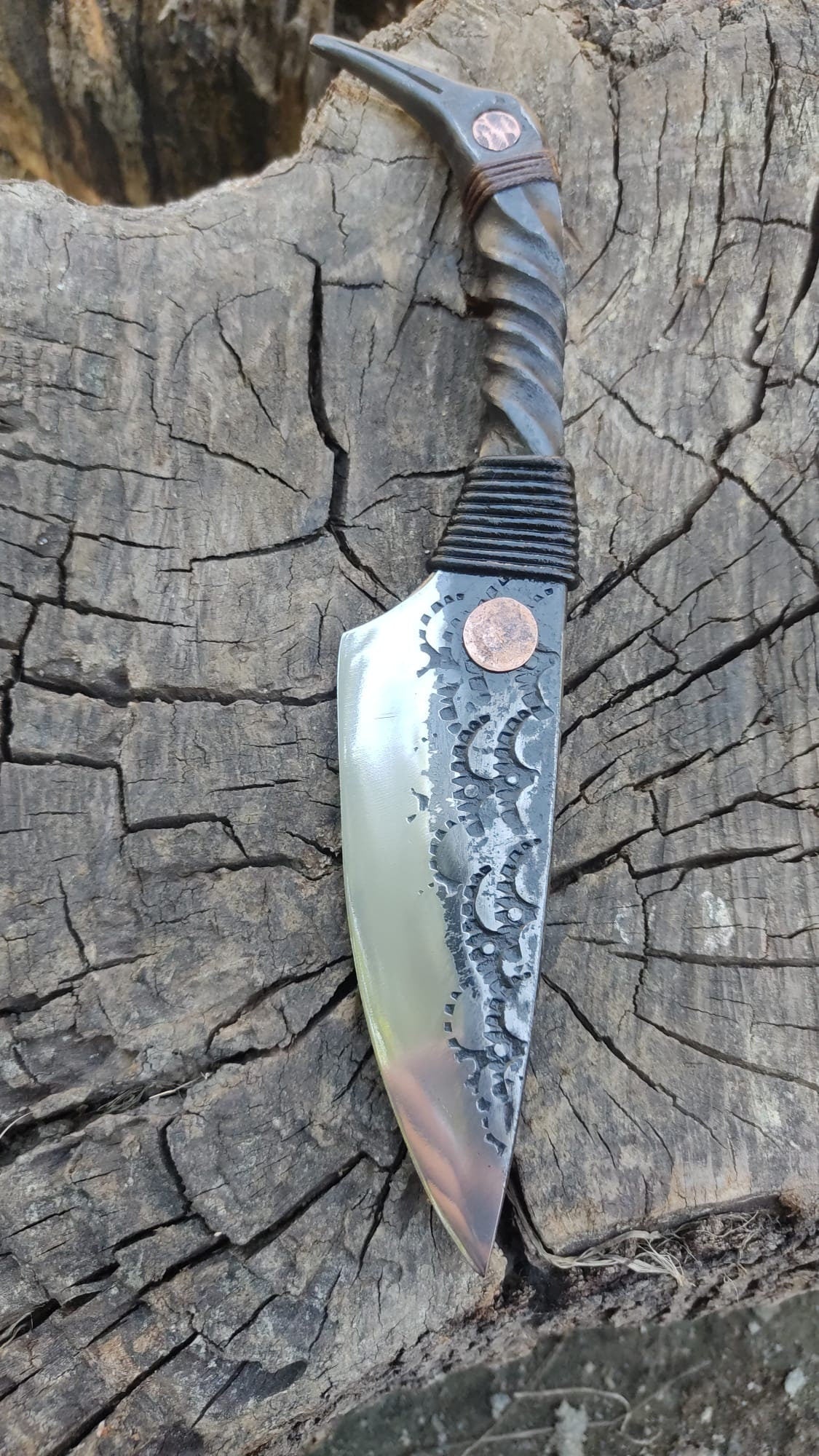Handcrafted Galdor Seax: Enchanted and Legendary Knife primitive hand forged knife custom knife