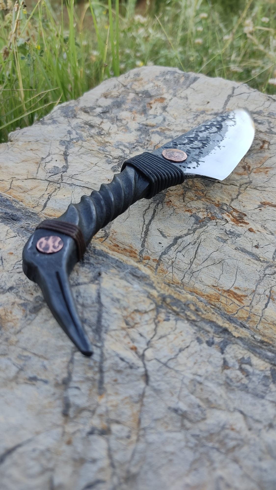 Handcrafted Galdor Seax: Enchanted and Legendary Knife primitive hand forged knife custom knife