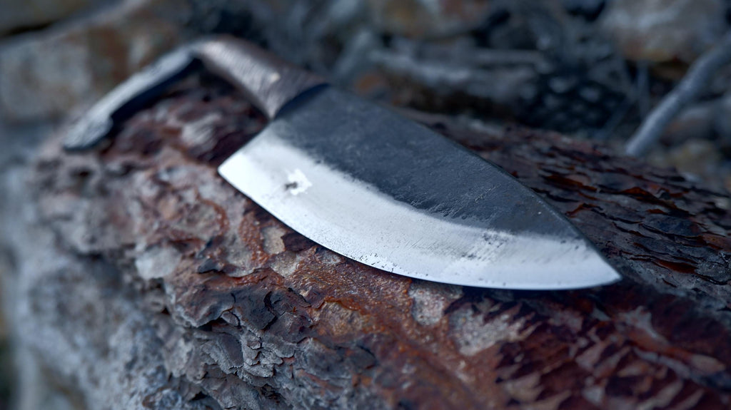 Primitive blacksmith hand forged horse headed custom knife