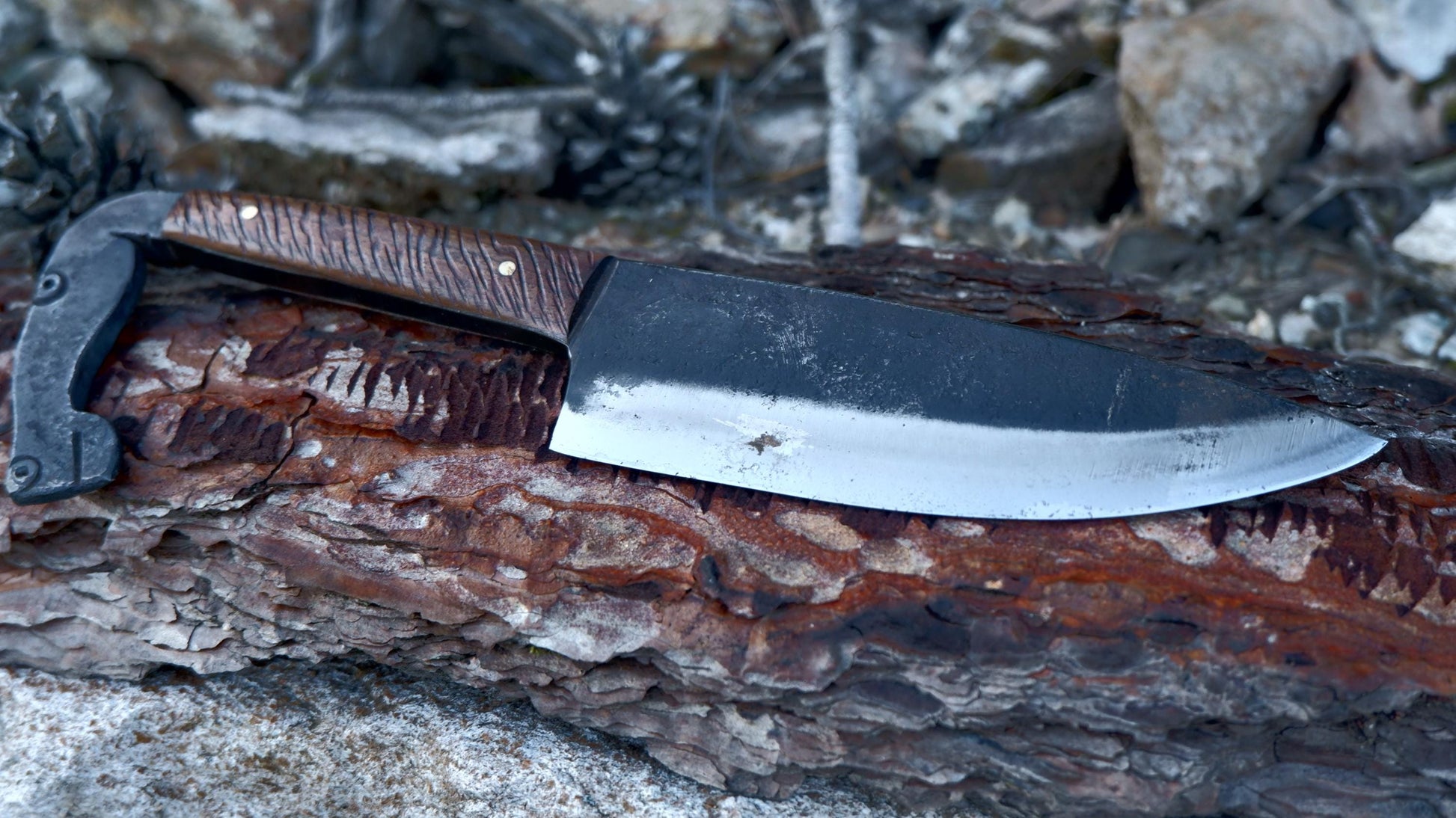 Primitive blacksmith hand forged horse headed custom knife
