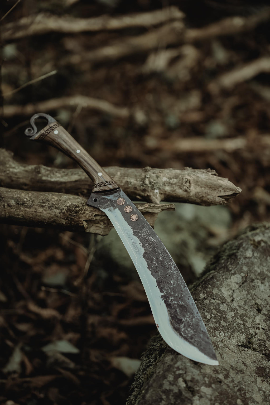 Handmade Forest Machete Knife with Back Sling and Leather Sheath