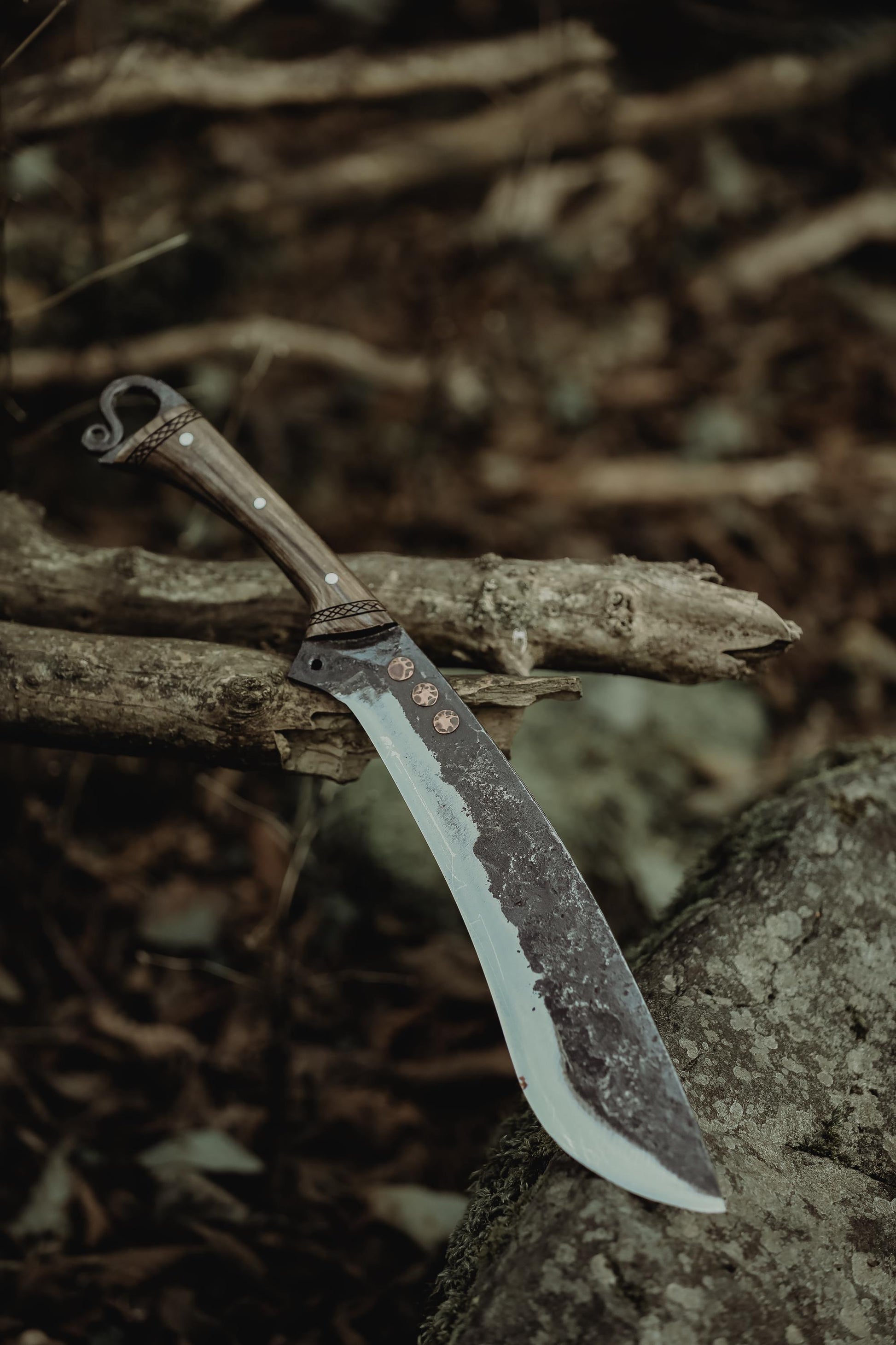 Handmade Forest Machete Knife with Back Sling and Leather Sheath