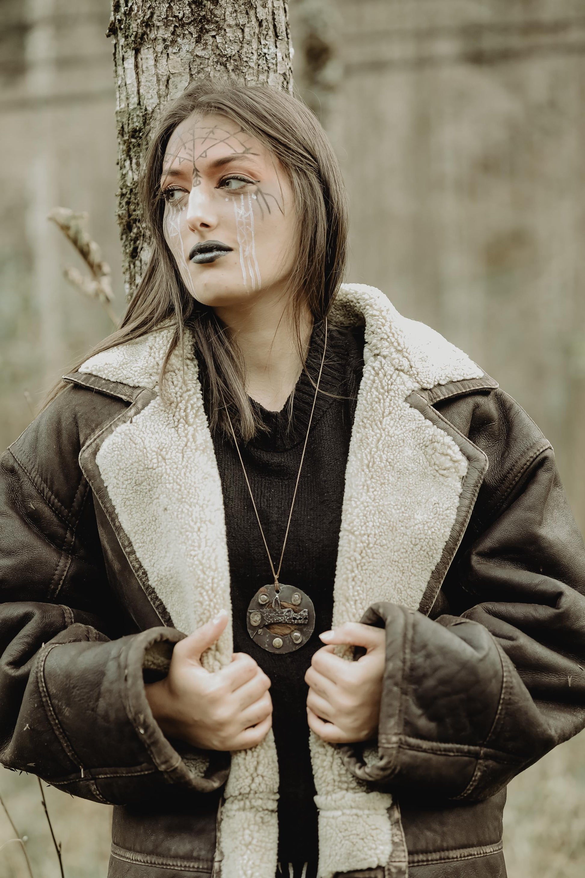 Handmade blacksmith primitive style alpha wolf pendant necklace