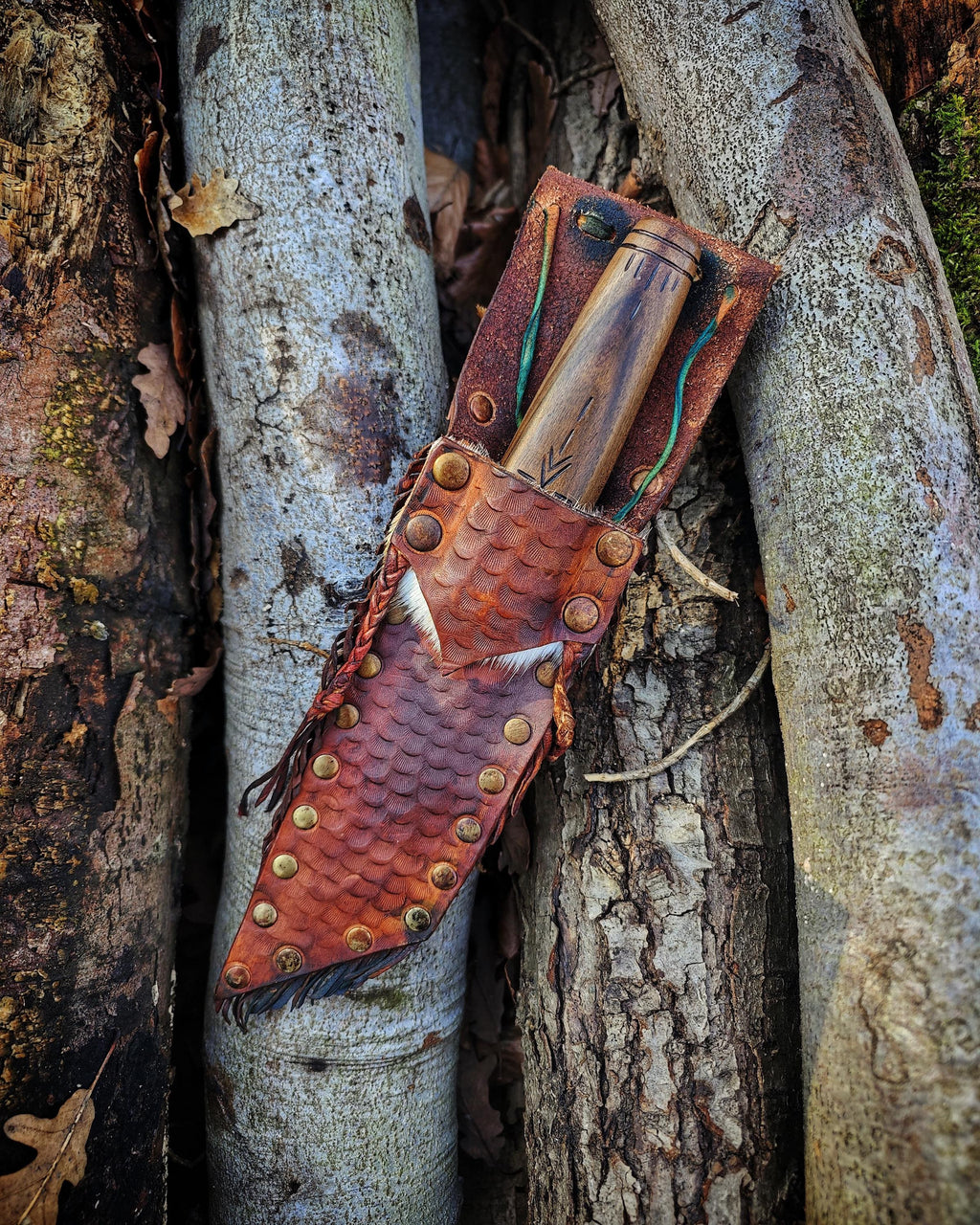 Legendary Viking Spirit Forged in Traditional Craftsmanship: Unique Handmade Knives with Artistic Leather Sheaths