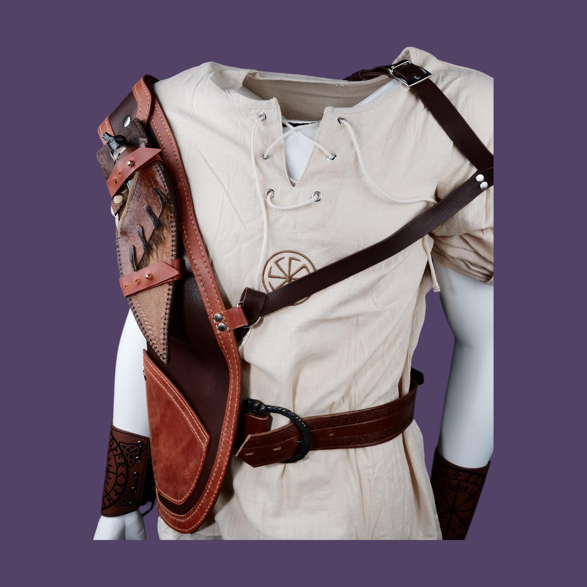 Wearable survival vest This vest will provide you many conveniences in nature. First class genuie leatherHandmade product