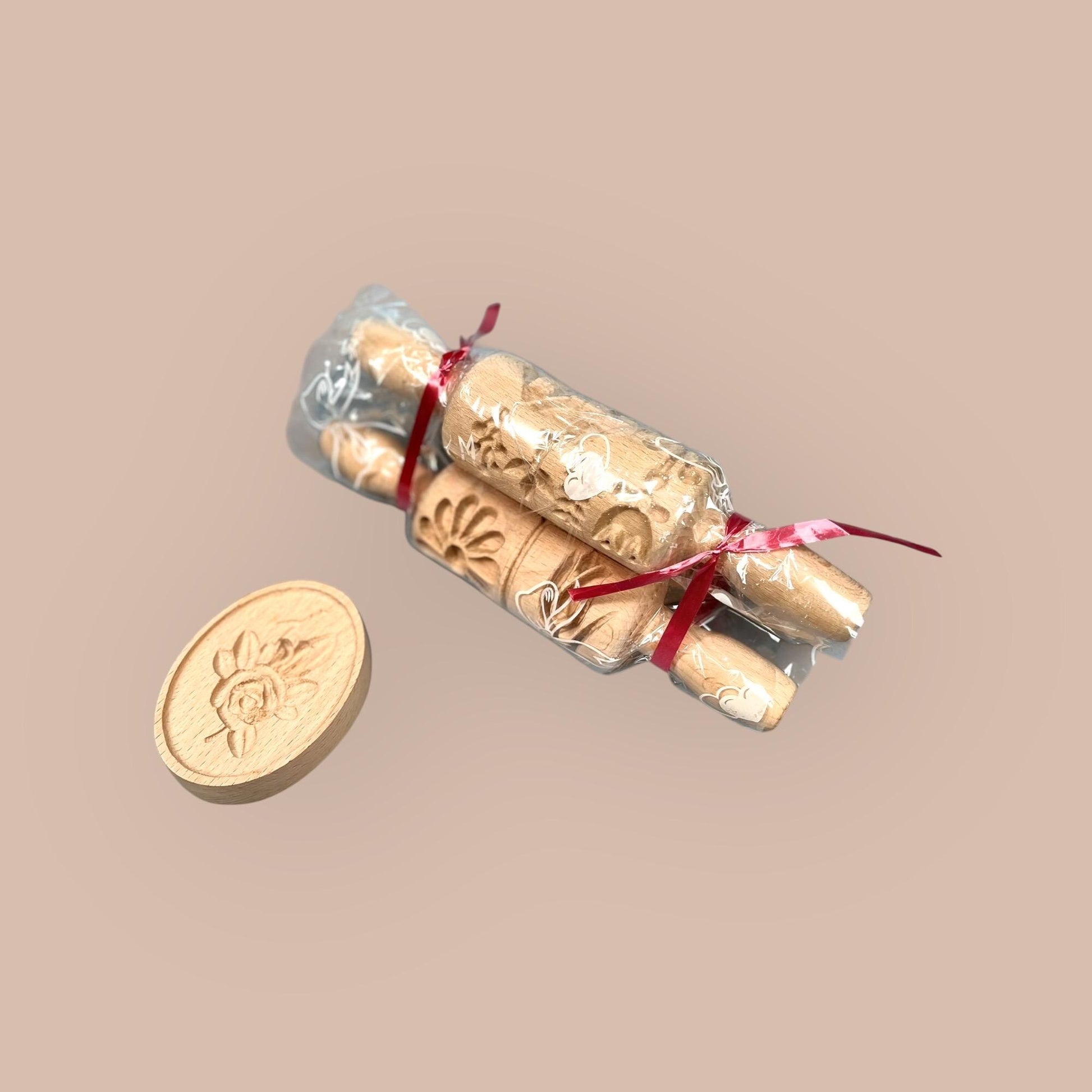 Handcrafted Wooden Embossed Rolling Pin – Perfect for Cookies, Pastries, and Play Dough