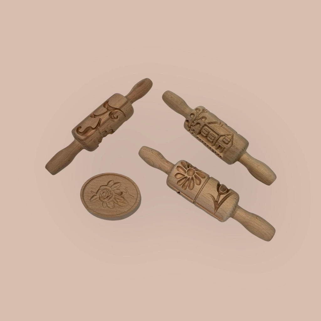 Handcrafted Wooden Embossed Rolling Pin – Perfect for Cookies, Pastries, and Play Dough