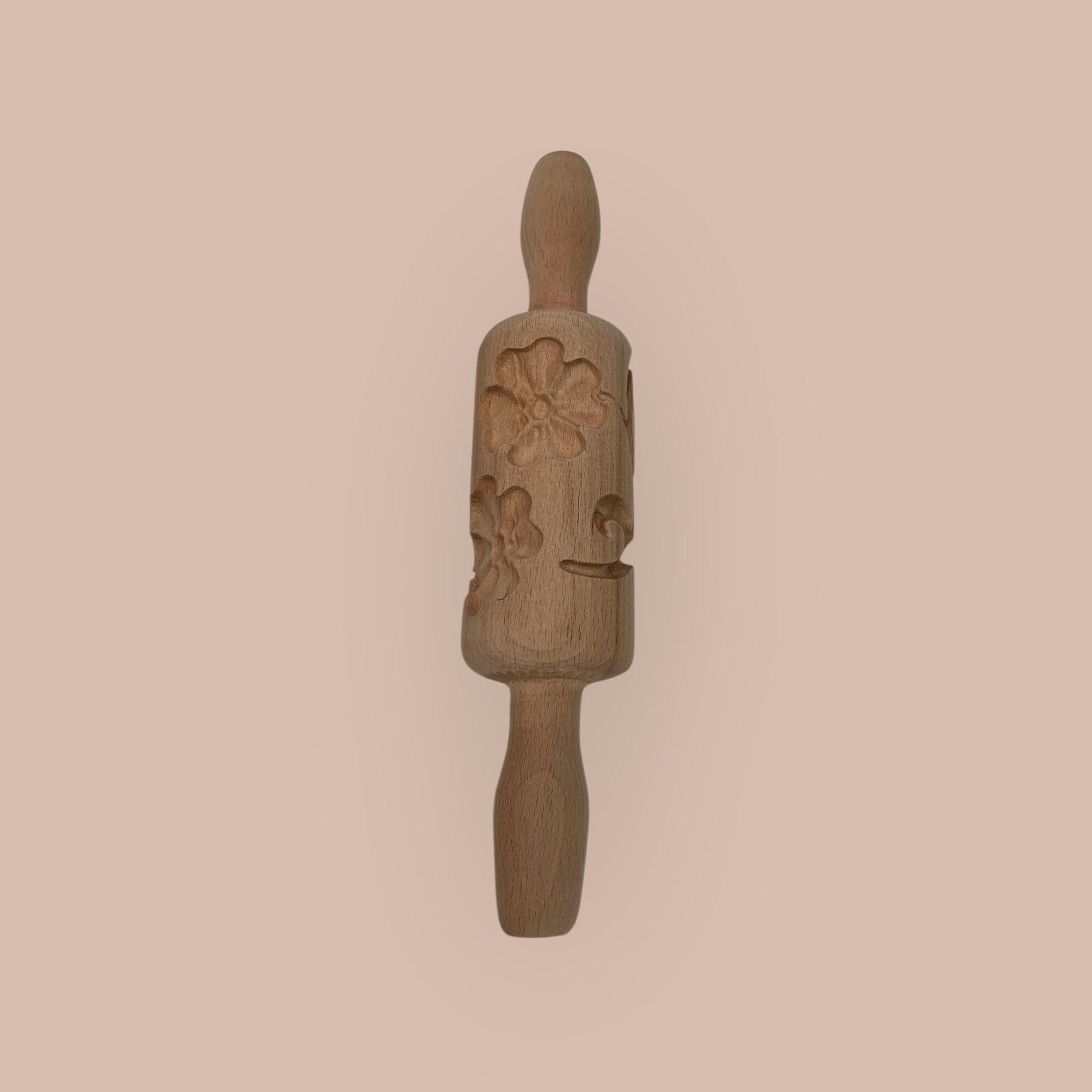 Handcrafted Wooden Embossed Rolling Pin – Perfect for Cookies, Pastries, and Play Dough