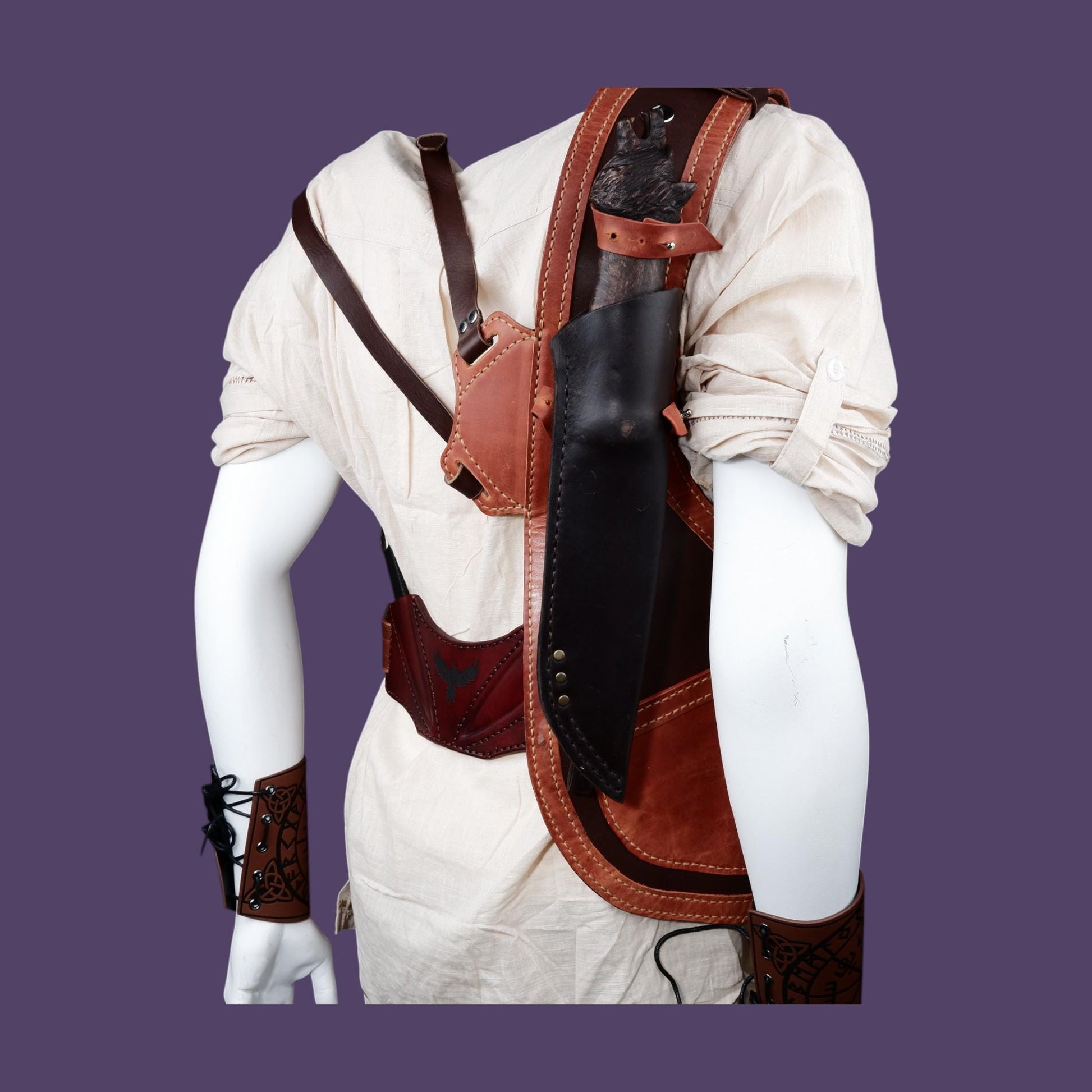 Wearable survival vest This vest will provide you many conveniences in nature. First class genuie leatherHandmade product