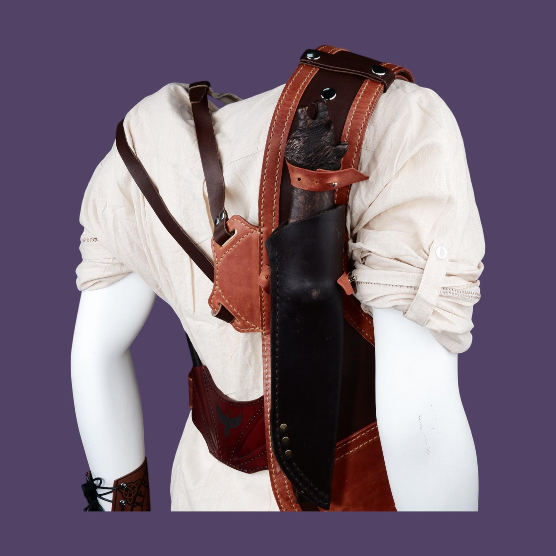 Wearable survival vest This vest will provide you many conveniences in nature. First class genuie leatherHandmade product