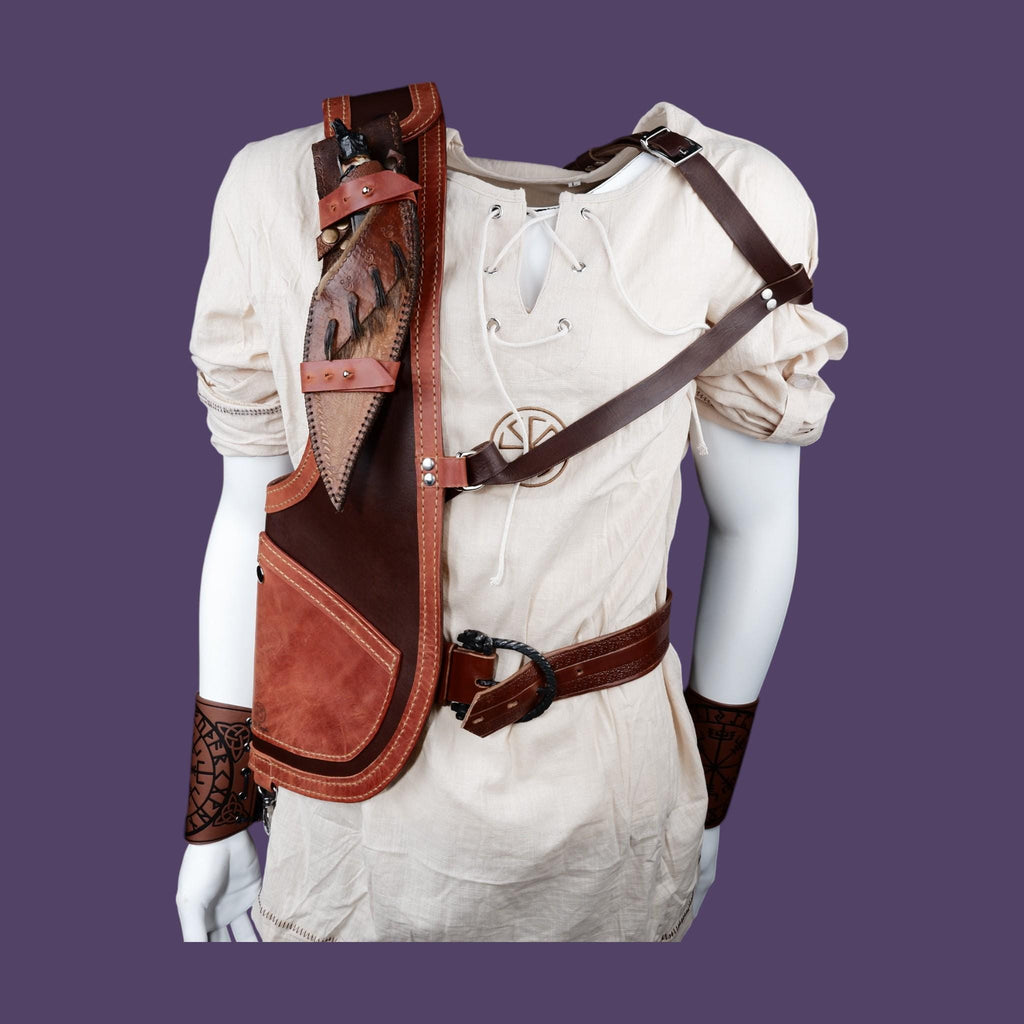 Wearable survival vest This vest will provide you many conveniences in nature. First class genuie leatherHandmade product